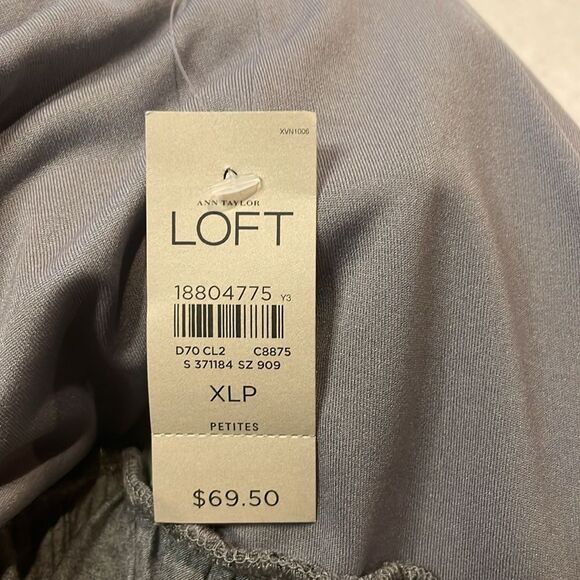 Loft- NWT Gray Print V-Neck Sleeveless Belt Stretch Jersey Pockets Dress- XLP - Picture 4 of 10